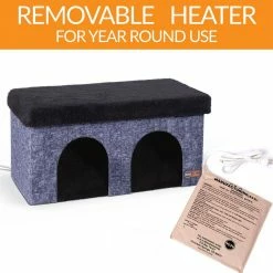 12 in. x 24 in. x 12 in. Classy Navy Thermo-Kitty Duplex 4W by K and H Pet Products -Cheap Bird & Wildlife Supplies Store k and h pet products cat houses 100542391 1f 1000