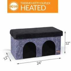 12 in. x 24 in. x 12 in. Classy Navy Thermo-Kitty Duplex 4W by K and H Pet Products -Cheap Bird & Wildlife Supplies Store k and h pet products cat houses 100542391 4f 1000