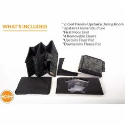 Outdoor 2-Story Kitty House with Dining Room Green Leaf Print Medium by K and H Pet Products -Cheap Bird & Wildlife Supplies Store k and h pet products cat houses 100544931 77 1000