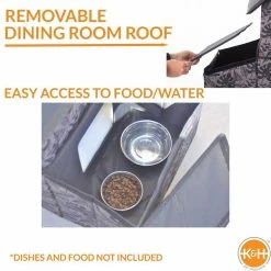 Outdoor Heated 2-Story Kitty House with Dining Room Gray Leaf Print Medium by K and H Pet Products -Cheap Bird & Wildlife Supplies Store k and h pet products cat houses 100544932 fa 1000