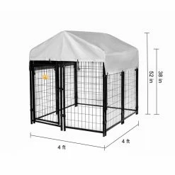 52 in. x 4 ft. x 4 ft. Welded Wire Dog Fence Kennel Kit by KennelMaster