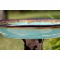Brandy Teal and Brown Glazed Ceramic Pedestal Birdbath by Kenroy Home -Cheap Bird & Wildlife Supplies Store kenroy home bird bath fountains 51085tg 44 1000