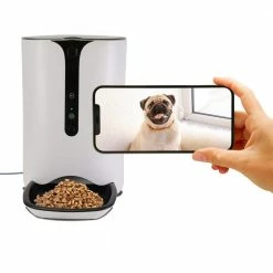 Connected Pet Food Dispenser: Built-in HD Camera (Wi-Fi Enabled, Alexa Compatible) by Lentek
