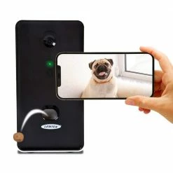 Connected Pet Treat Dispenser: 165° HD Night Vision Camera (Wi-Fi Enabled, Alexa Compatible) by Lentek