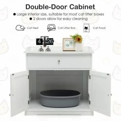 30 in. W x 29 in. H Wood Cat Litter Box Enclosure with Drawer Side Table Furniture in White by ANGELES HOME -Cheap Bird & Wildlife Supplies Store litter boxes houses 8ck 10009pvwh 4f 1000