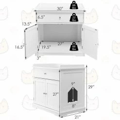 30 in. W x 29 in. H Wood Cat Litter Box Enclosure with Drawer Side Table Furniture in White by ANGELES HOME -Cheap Bird & Wildlife Supplies Store litter boxes houses 8ck 10009pvwh fa 1000