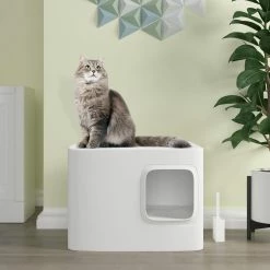 Loo 19.7 in. W x 15.3 in. H Aspen White Plastic Enclosed Cat Litter Box with Scoop by Unbranded 17 Loo 19.7 in. W x 15.3 in. H Aspen White Plastic Enclosed Cat Litter Box with Scoop by Unbranded -Cheap Bird & Wildlife Supplies Store litter boxes houses ms litter we 31 1000
