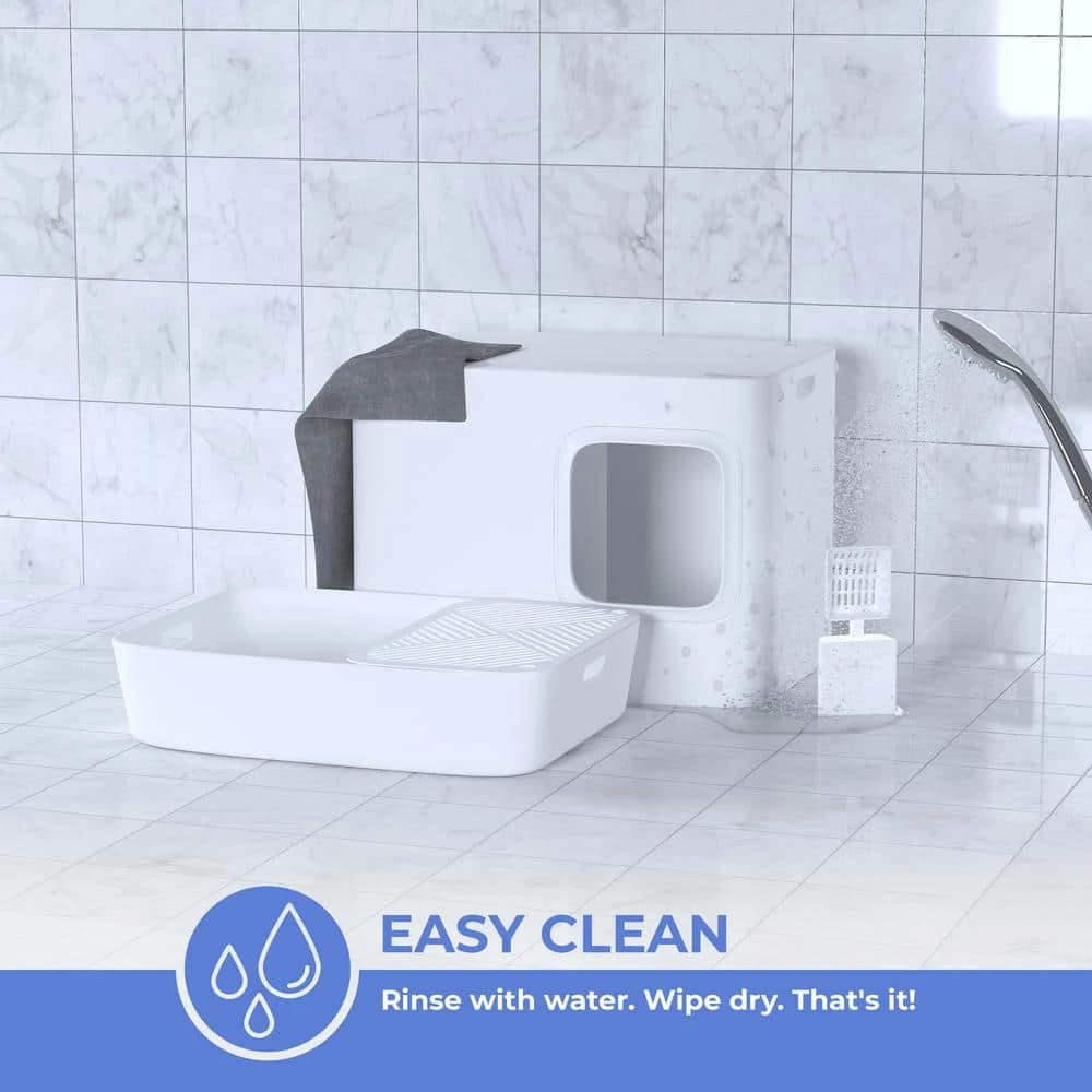 Loo 19.7 in. W x 15.3 in. H Aspen White Plastic Enclosed Cat Litter Box with Scoop by Unbranded 6 Loo 19.7 in. W x 15.3 in. H Aspen White Plastic Enclosed Cat Litter Box with Scoop by Unbranded - Image 6