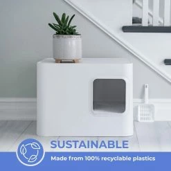 Loo 19.7 in. W x 15.3 in. H Aspen White Plastic Enclosed Cat Litter Box with Scoop by Unbranded 12 Loo 19.7 in. W x 15.3 in. H Aspen White Plastic Enclosed Cat Litter Box with Scoop by Unbranded -Cheap Bird & Wildlife Supplies Store litter boxes houses ms litter we 4f 1000