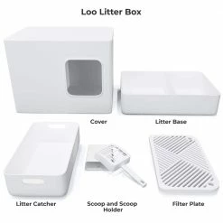 Loo 19.7 in. W x 15.3 in. H Aspen White Plastic Enclosed Cat Litter Box with Scoop by Unbranded 16 Loo 19.7 in. W x 15.3 in. H Aspen White Plastic Enclosed Cat Litter Box with Scoop by Unbranded -Cheap Bird & Wildlife Supplies Store litter boxes houses ms litter we 76 1000