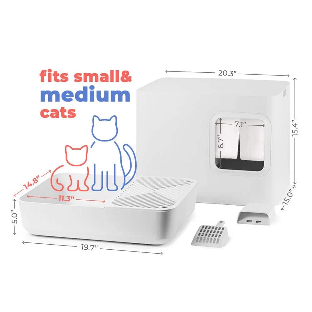 Loo 19.7 in. W x 15.3 in. H Aspen White Plastic Enclosed Cat Litter Box with Scoop by Unbranded 3 Loo 19.7 in. W x 15.3 in. H Aspen White Plastic Enclosed Cat Litter Box with Scoop by Unbranded - Image 3
