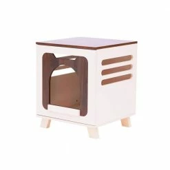 Elyse Elevated Vented Wooden Cat Litter Box Enclosure Side Table, Mocha by TEAMSON PETS