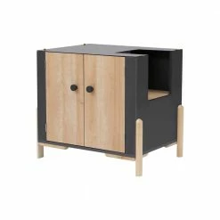 Ryder Elevated Wooden Cat Litter Box Enclosure with Side Entrance, Dim Gray by TEAMSON PETS -Cheap Bird & Wildlife Supplies Store litter boxes houses st m10003dg 1f 1000