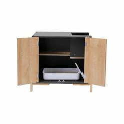 Ryder Elevated Wooden Cat Litter Box Enclosure with Side Entrance, Dim Gray by TEAMSON PETS -Cheap Bird & Wildlife Supplies Store litter boxes houses st m10003dg fa 1000