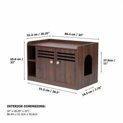 Robin Vented Wooden Cat Litter Box Enclosure Storage Bench, Mocha by TEAMSON PETS -Cheap Bird & Wildlife Supplies Store litter boxes houses st m10004m 1f 1000