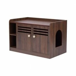 Robin Vented Wooden Cat Litter Box Enclosure Storage Bench, Mocha by TEAMSON PETS -Cheap Bird & Wildlife Supplies Store litter boxes houses st m10004m 4f 1000