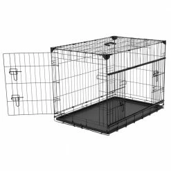 36 in. Sliding Double Door Dog Crate with Patented Corner Stabilizers, Removable Tray, Rubber Feet and Carrying Handle by Lucky Dog -Cheap Bird & Wildlife Supplies Store lucky dog dog crates crate pads zw 51536 4f 1000