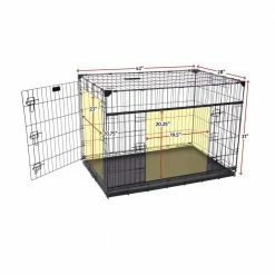 42 in. Sliding Double Door Dog Crate with Patented Corner Stabilizers, Removable Tray, Rubber Feet and Carrying Handle by Lucky Dog 12 42 in. Sliding Double Door Dog Crate with Patented Corner Stabilizers, Removable Tray, Rubber Feet and Carrying Handle by Lucky Dog -Cheap Bird & Wildlife Supplies Store lucky dog dog crates crate pads zw 51542 1f 1000