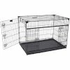 42 in. Sliding Double Door Dog Crate with Patented Corner Stabilizers, Removable Tray, Rubber Feet and Carrying Handle by Lucky Dog