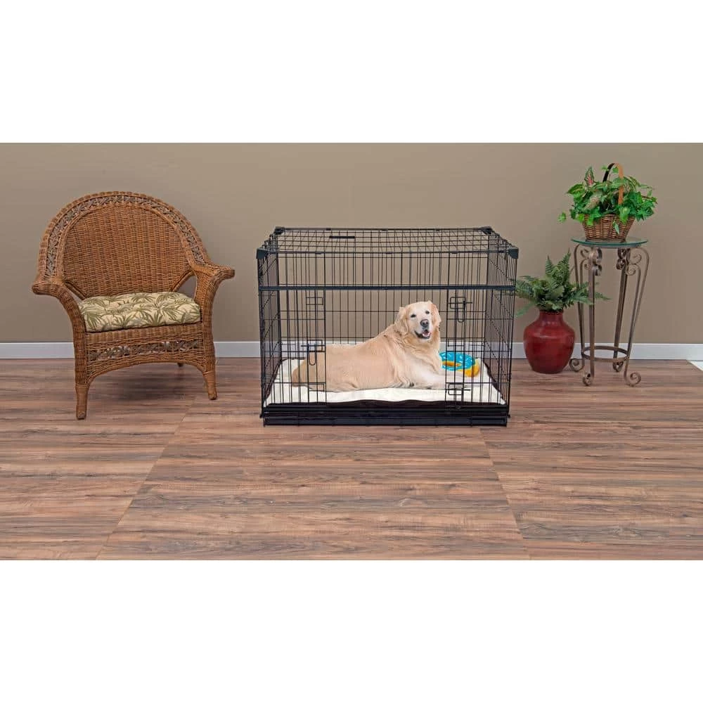 42 in. Sliding Double Door Dog Crate with Patented Corner Stabilizers, Removable Tray, Rubber Feet and Carrying Handle by Lucky Dog 3 42 in. Sliding Double Door Dog Crate with Patented Corner Stabilizers, Removable Tray, Rubber Feet and Carrying Handle by Lucky Dog - Image 3