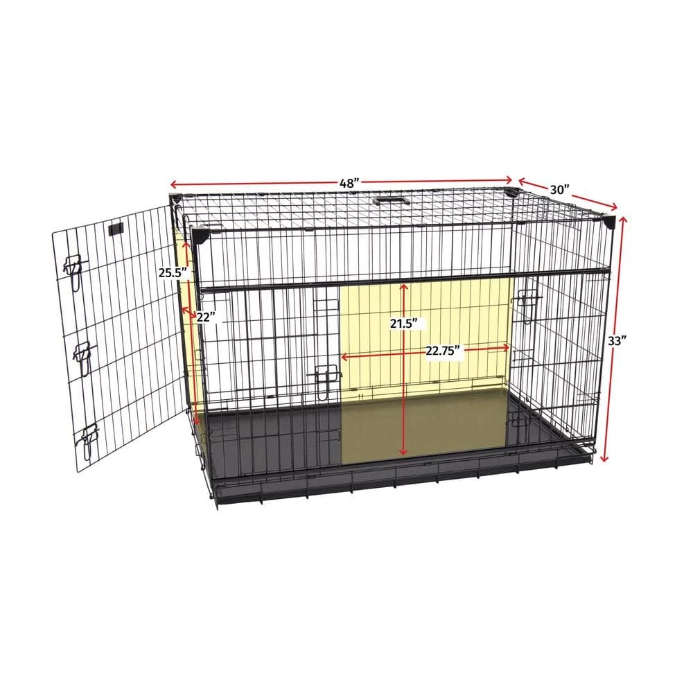48 in. Sliding Double Door Dog Crate with Patented Corner Stabilizers, Removable Tray, Rubber Feet and Carrying Handle by Lucky Dog 5 48 in. Sliding Double Door Dog Crate with Patented Corner Stabilizers, Removable Tray, Rubber Feet and Carrying Handle by Lucky Dog - Image 5