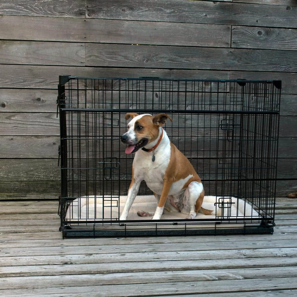 48 in. Sliding Double Door Dog Crate with Patented Corner Stabilizers, Removable Tray, Rubber Feet and Carrying Handle by Lucky Dog 6 48 in. Sliding Double Door Dog Crate with Patented Corner Stabilizers, Removable Tray, Rubber Feet and Carrying Handle by Lucky Dog - Image 6