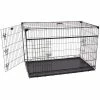 48 in. Sliding Double Door Dog Crate with Patented Corner Stabilizers, Removable Tray, Rubber Feet and Carrying Handle by Lucky Dog
