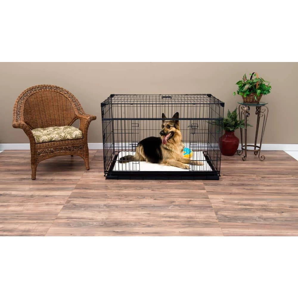48 in. Sliding Double Door Dog Crate with Patented Corner Stabilizers, Removable Tray, Rubber Feet and Carrying Handle by Lucky Dog 3 48 in. Sliding Double Door Dog Crate with Patented Corner Stabilizers, Removable Tray, Rubber Feet and Carrying Handle by Lucky Dog - Image 3
