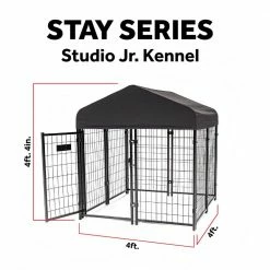 STAY Series Studio Jr. (Coverage Area - 0.00037-Acres) In-Ground Kennel (4 ft. x 4 ft. x 4 in. H) Steel Grey by Lucky Dog -Cheap Bird & Wildlife Supplies Store lucky dog dog kennels prprm ur0310 4f 1000