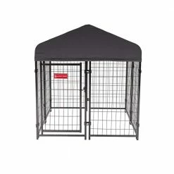 STAY Series Studio Jr. (Coverage Area - 0.00037-Acres) In-Ground Kennel (4 ft. x 4 ft. x 4 in. H) Steel Grey by Lucky Dog