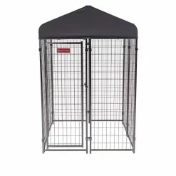 STAY Studio (Coverage Area - 0.00037-Acres ) (4 ft. x 4 ft. x 6 in. H) Steel Grey In-Ground Kennel by Lucky Dog