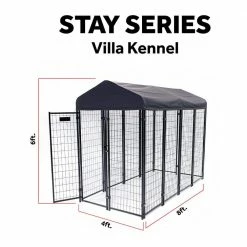 STAY Villa (Coverage Area - 0.0007-Acres ) (4 ft. x 8 ft. x 6 in. H) Steel Grey In-Ground Kennel by Lucky Dog -Cheap Bird & Wildlife Supplies Store lucky dog dog kennels up8prm ur0310 4f 1000