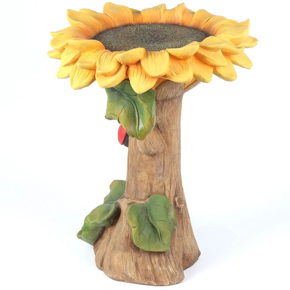 Polyresin Sunflower Bird Bath by Luxen Home 3 Polyresin Sunflower Bird Bath by Luxen Home - Image 3