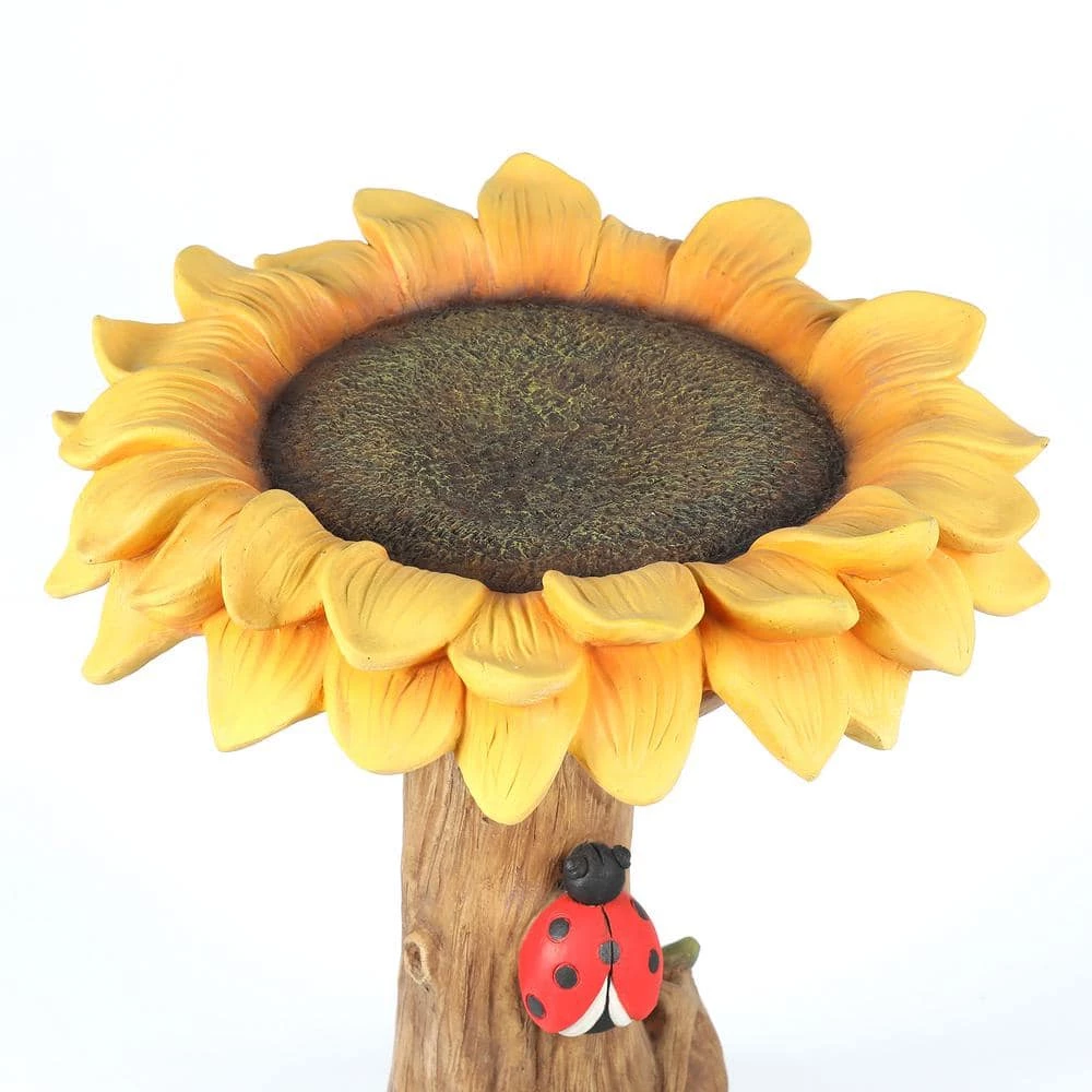 Polyresin Sunflower Bird Bath by Luxen Home 5 Polyresin Sunflower Bird Bath by Luxen Home - Image 5