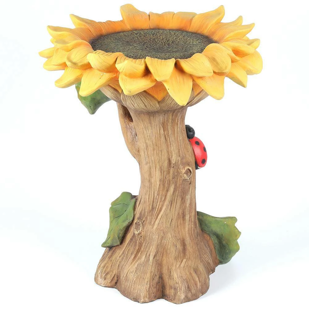 Polyresin Sunflower Bird Bath by Luxen Home 10 Polyresin Sunflower Bird Bath by Luxen Home - Image 10