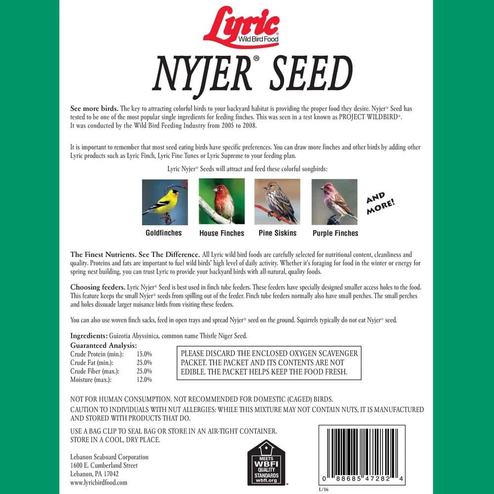 10 lbs. Nyjer Seed Wild Bird Seed Finch Food by Lyric 2 10 lbs. Nyjer Seed Wild Bird Seed Finch Food by Lyric - Image 2