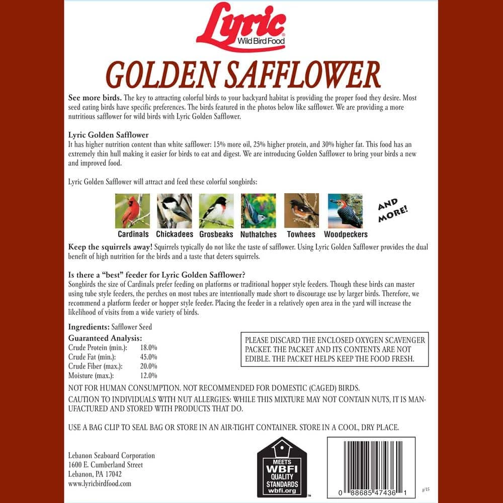 12 lbs. Golden Safflower Wild Bird Seed by Lyric 2 12 lbs. Golden Safflower Wild Bird Seed by Lyric - Image 2