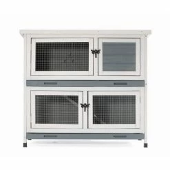 36 in. L x 18 in. H White 2-Layer Wooden Rabbit Cage by maocao hoom