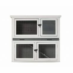 36 in. L x 18 in. H White 2-Layer Wooden Rabbit Cage with Easy Clear Tray by maocao hoom