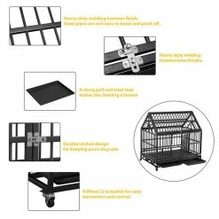 Heavy-Duty Metal Dog Cage in Dark Gray - Large 42 in. by maocao hoom 10 Heavy-Duty Metal Dog Cage in Dark Gray - Large 42 in. by maocao hoom -Cheap Bird & Wildlife Supplies Store maocao hoom dog cages yh c pp dc030 1f 1000