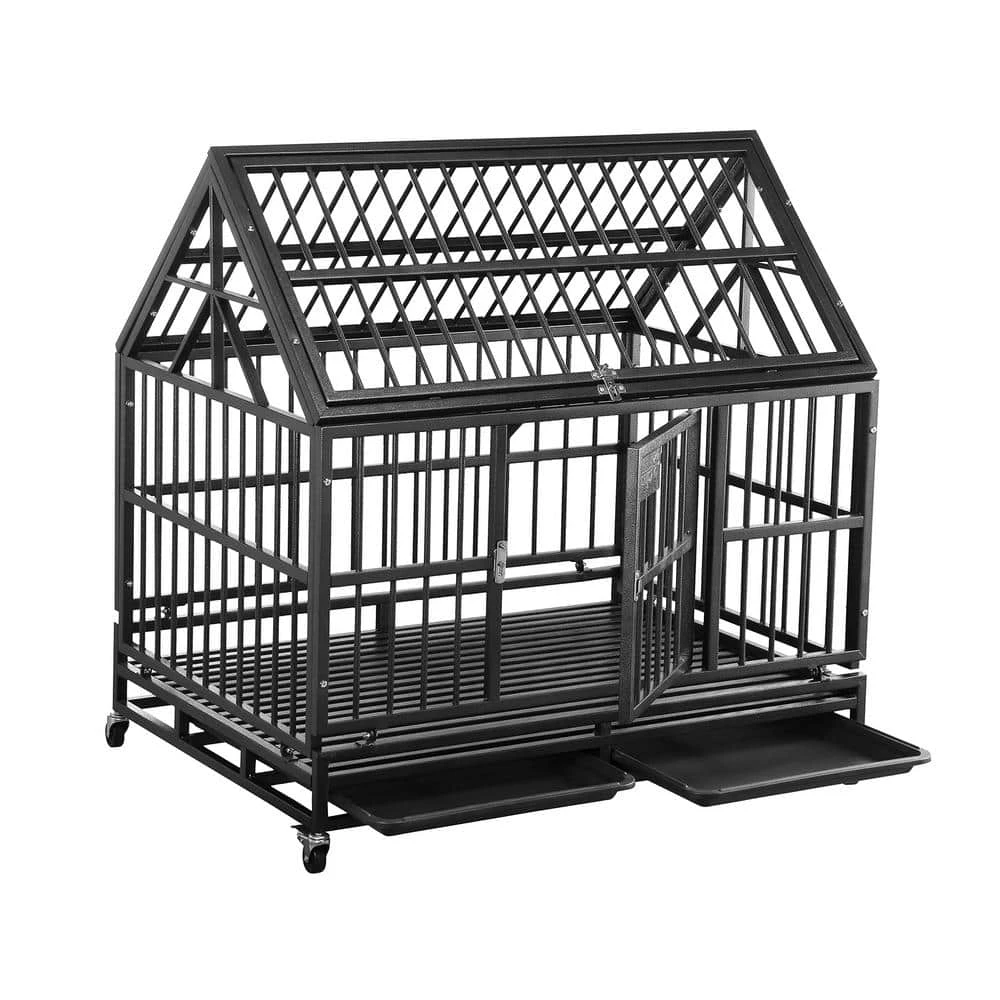 Heavy-Duty Metal Dog Cage in Dark Gray - Large 42 in. by maocao hoom 1 Heavy-Duty Metal Dog Cage in Dark Gray - Large 42 in. by maocao hoom