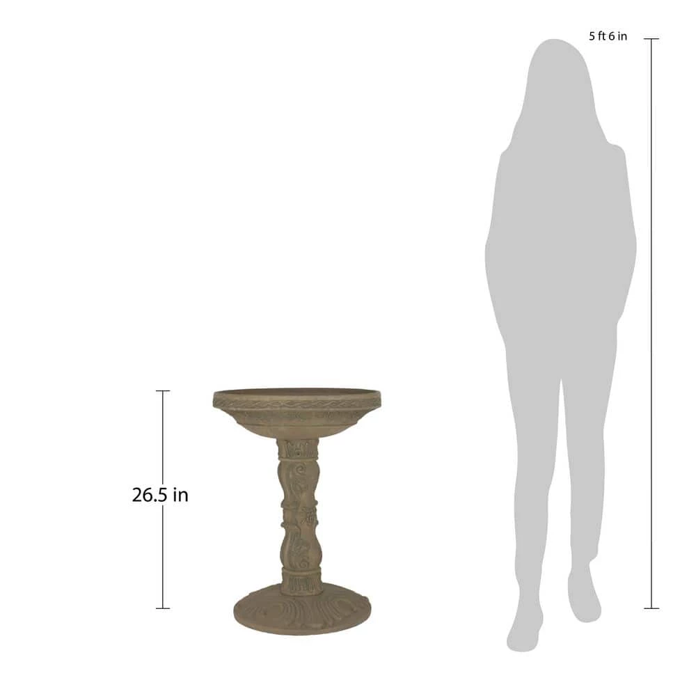 26.5 in. H Cast Stone Fiberglass Rose Birdbath in an Aged Granite Finish by MPG 2 26.5 in. H Cast Stone Fiberglass Rose Birdbath in an Aged Granite Finish by MPG - Image 2