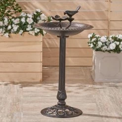 Fairmont Shiny Copper Aluminum and Iron Bird Bath by Noble House