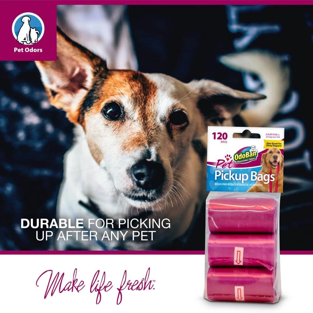 Pet Pickup Bags, Sturdy Strong & Large Unscented Dog Poop Bags, Convenient Easy-Storage Dispenser Design, 120 Count by OdoBan 3 Pet Pickup Bags, Sturdy Strong & Large Unscented Dog Poop Bags, Convenient Easy-Storage Dispenser Design, 120 Count by OdoBan - Image 3