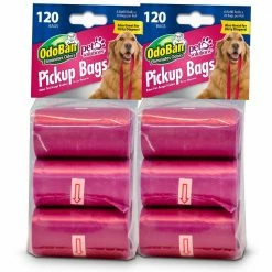 Pet Pickup Bags, Sturdy Strong & Large Unscented Dog Poop Bags, Convenient Dispenser Design, 120-Count (2-Pack) by OdoBan