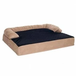 Extra Large Tan Orthopedic Memory Foam Pet Bed with Bolster by PAW