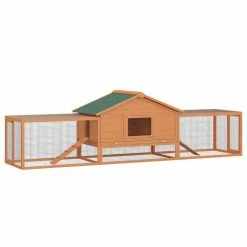 2-Story Golden Red Wooden Rabbit Hutch Pet House with Ramps and Lockable Doors - Large by PawHut