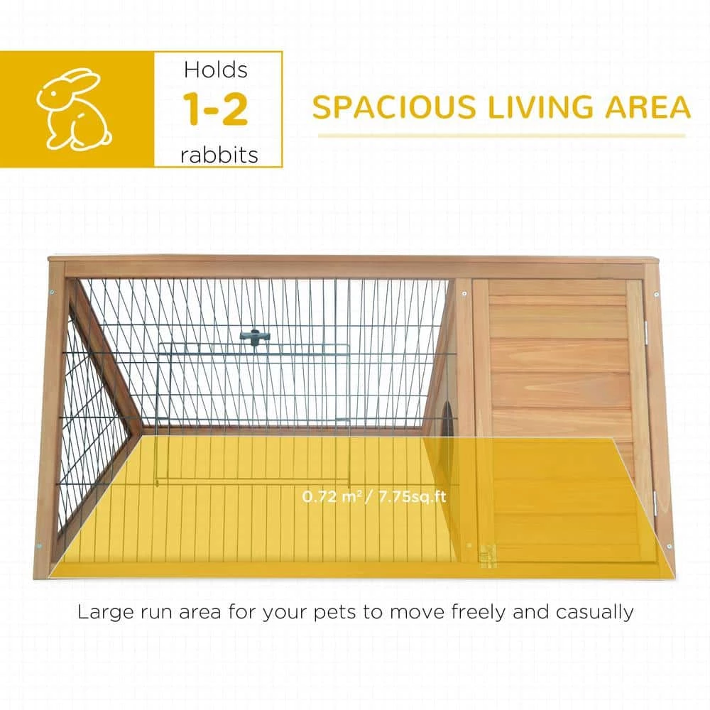 Yellow Wooden A-Frame Outdoor Animal Hutch with Outside Run & Ventilating Wire - Small by PawHut 3 Yellow Wooden A-Frame Outdoor Animal Hutch with Outside Run & Ventilating Wire - Small by PawHut - Image 3