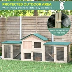 Natural Wooden Hutch House with Double Run, Removable Tray and Waterproof Roof - Large by PawHut -Cheap Bird & Wildlife Supplies Store pawhut beds cages d51 103 1f 1000