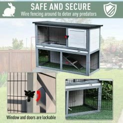 Grey Wooden Rabbit Hutch 4 Door House with Ramp, Removable Tray and Weatherproof Roof - Small by PawHut 11 Grey Wooden Rabbit Hutch 4 Door House with Ramp, Removable Tray and Weatherproof Roof - Small by PawHut -Cheap Bird & Wildlife Supplies Store pawhut beds cages d51 118bk 44 1000